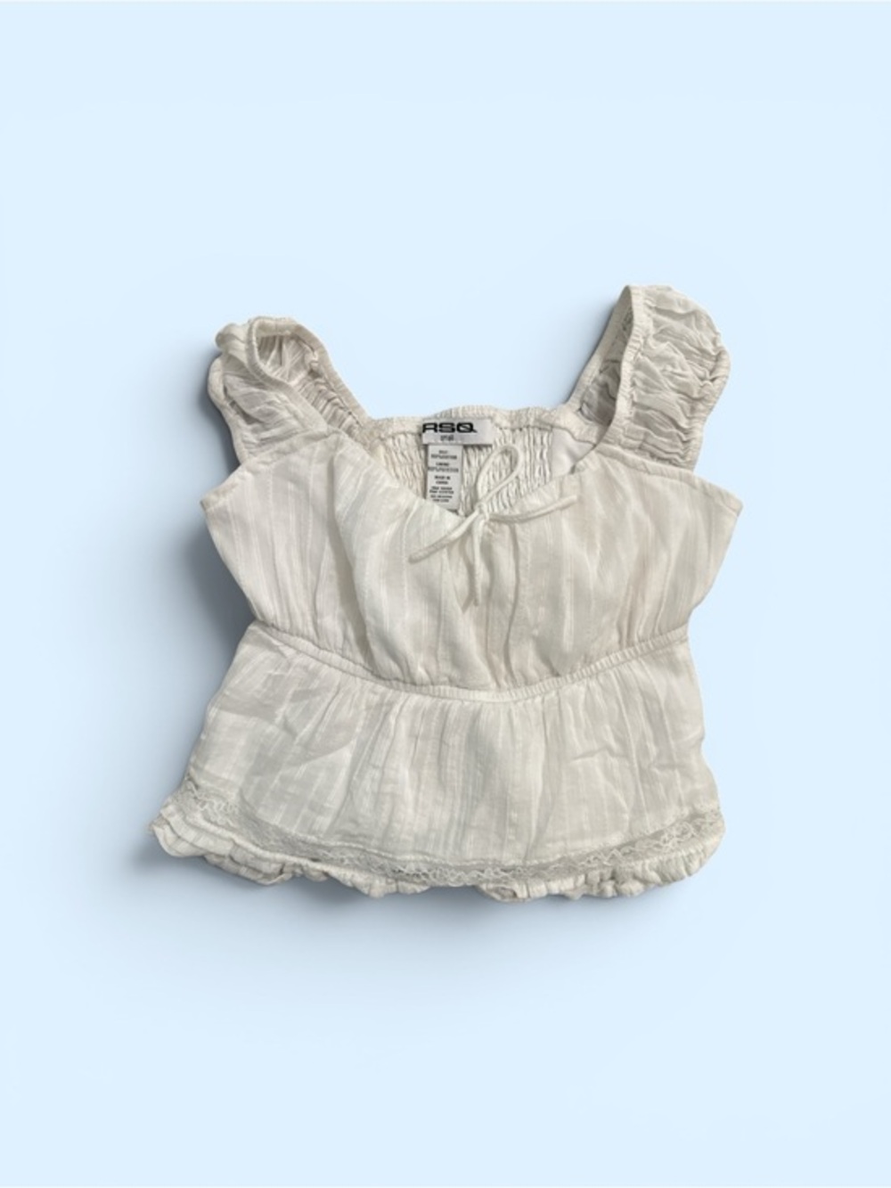 RSQ White Boho Ruffle & Lace Peplum Camisole for Kids Size Small 6/7 Bohemian